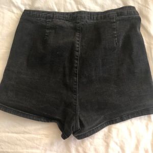 Faded black denim hot shorts
